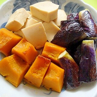 高野豆腐とかぼちゃ揚げ茄子の煮物